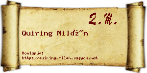 Quiring Milán névjegykártya
